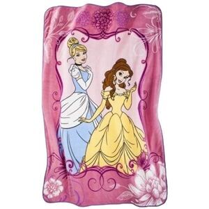 Disney Princess Cinderella and Belle Micro Raschel Twin Blanket; 62" x 90"